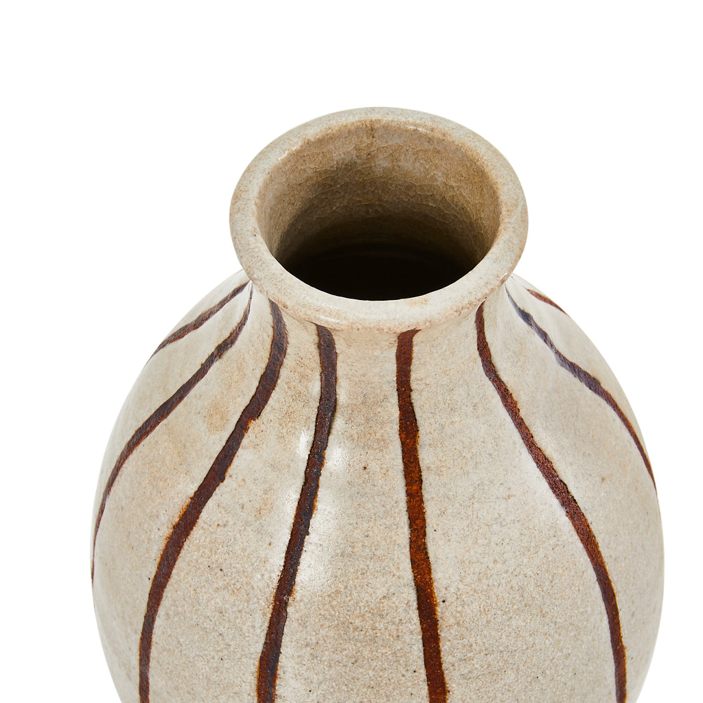 Tan Vase with Dark Brown Pin Stripes (A+D)