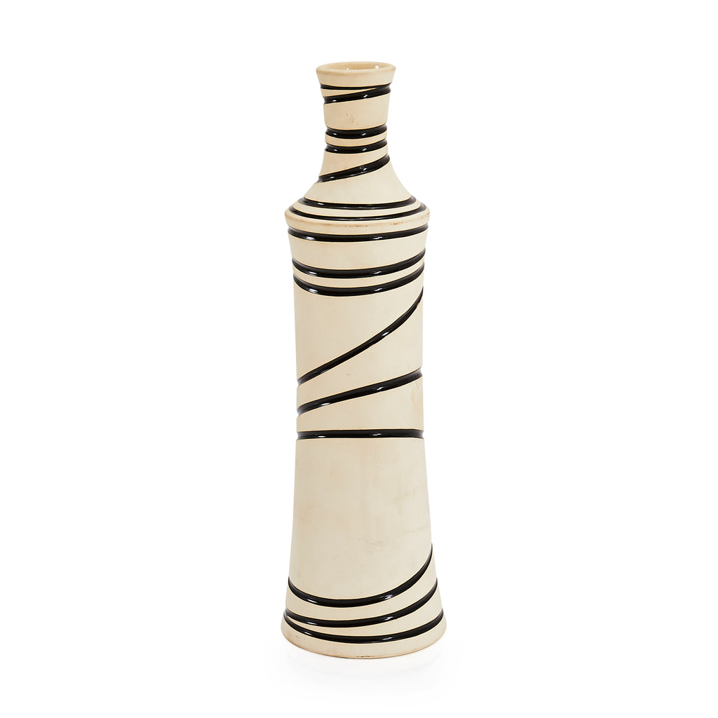 White Tall Vase with Black Squiggle Design (A+D)