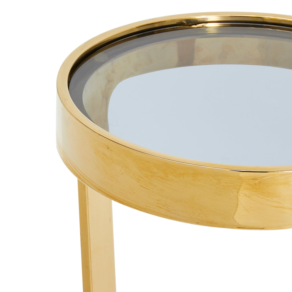 Brass & Glass Round End Table