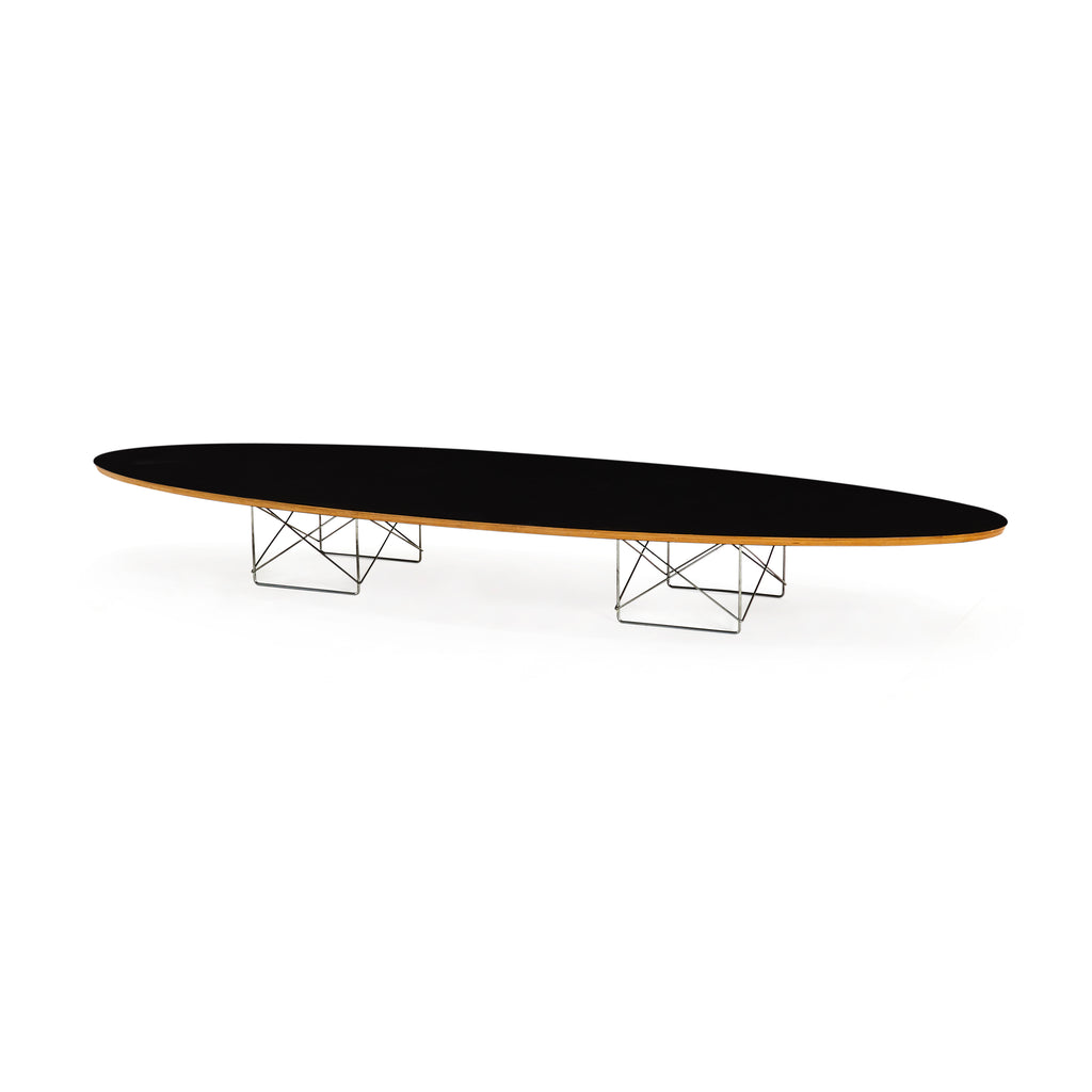 Black Top Wood Wire Leg Table