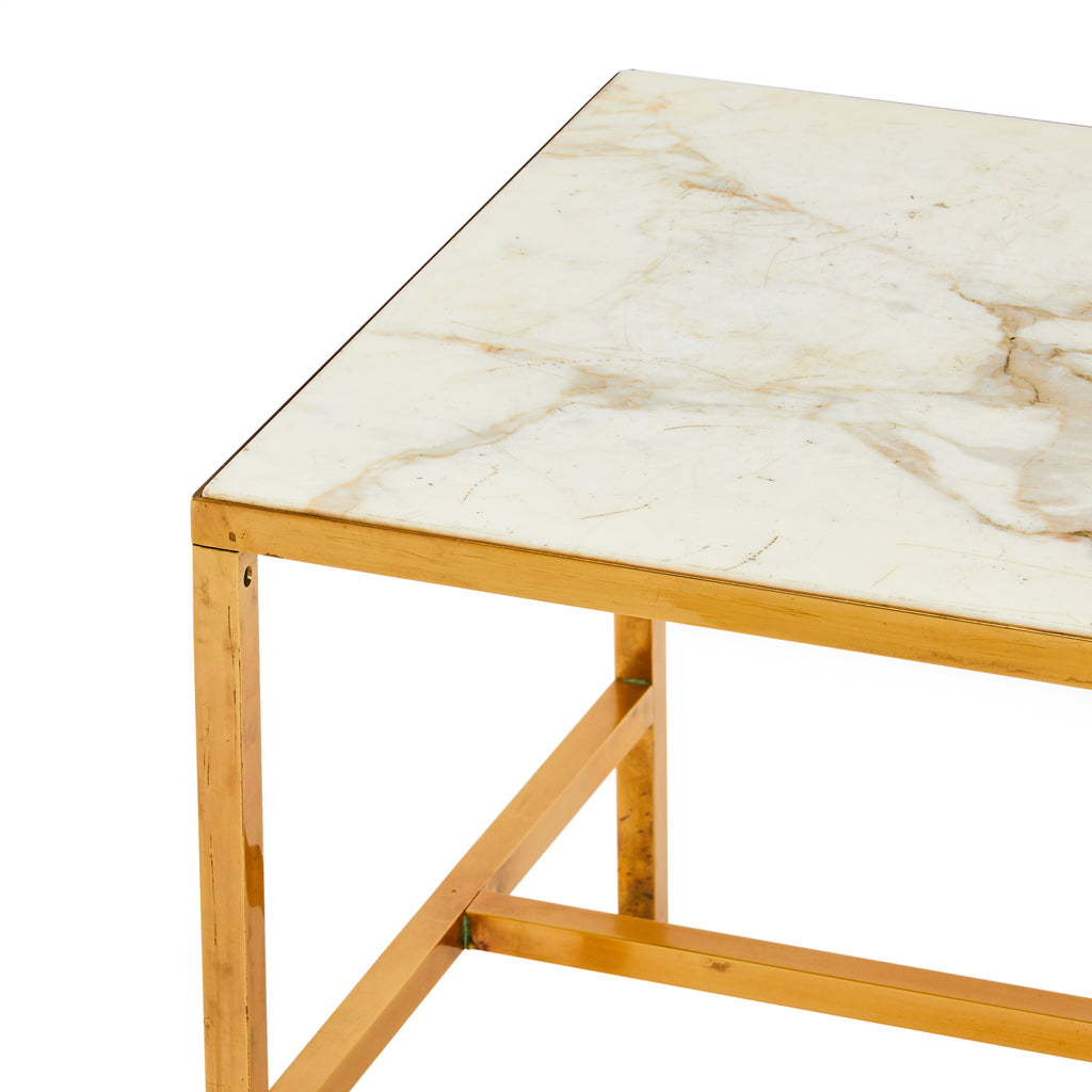 Gold & White Marble Console Table