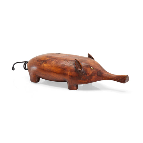 Carved Wooden Folk Art Pig