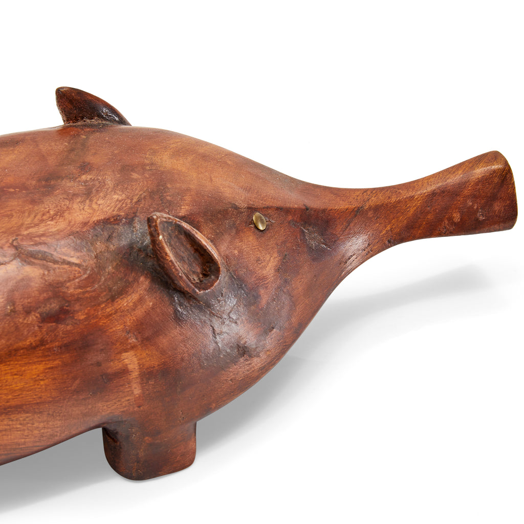 Carved Wooden Folk Art Pig