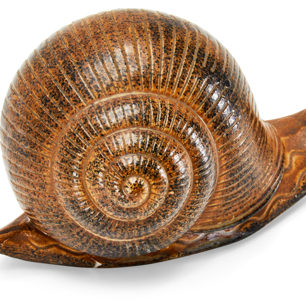 Brown Ceramic Snail Sculpture