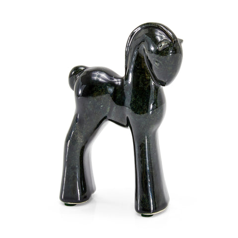Smooth Black Ceramic Horse