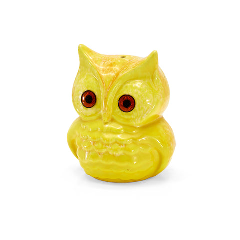 Small Yellow Ceramic Owl Statue