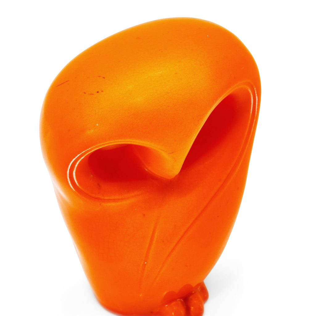 Orange Abstract Ceramic Owl Sculpture