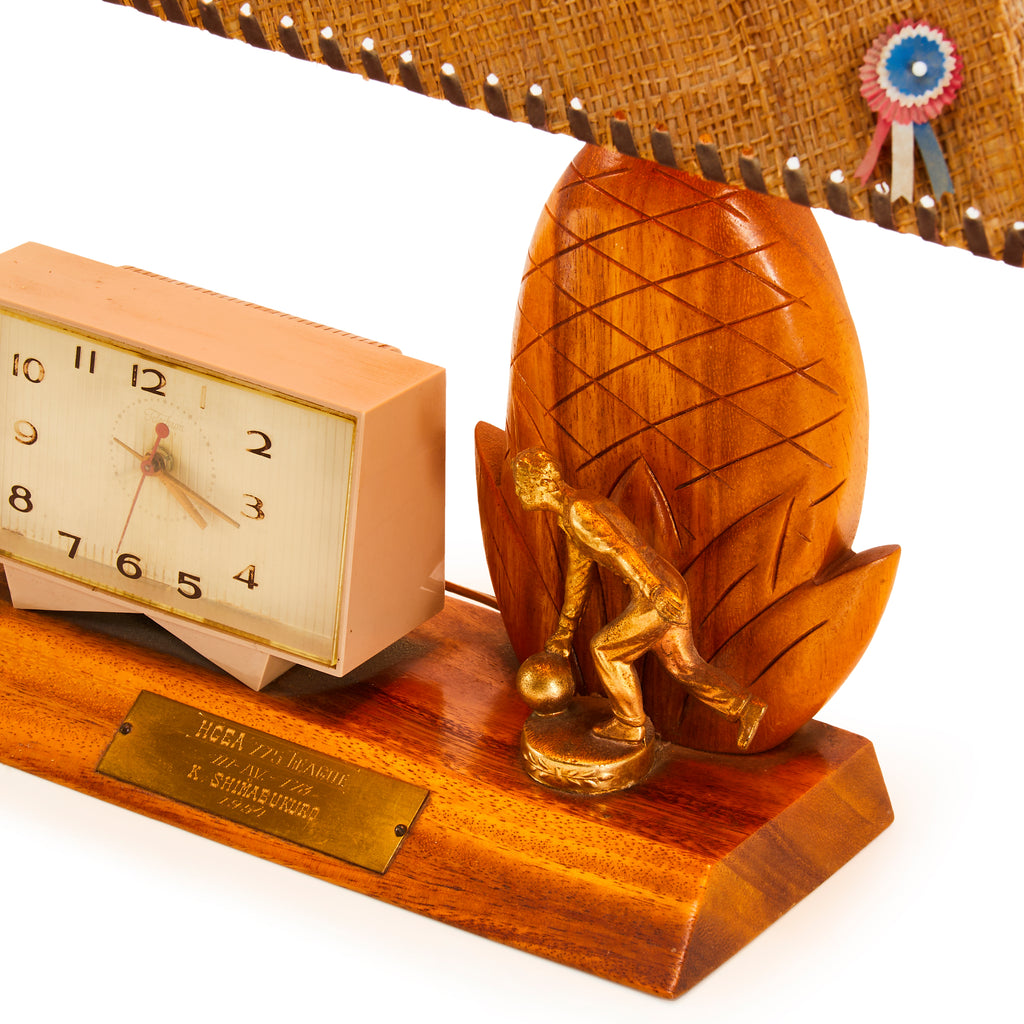 Wooden Bowling Trophy Clock Lamp