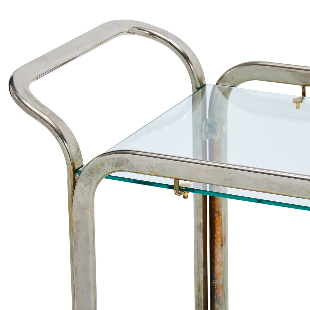 Double-level glass bar cart