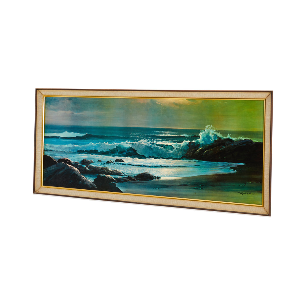 Ocean Coast Framed Painting of Waves Crashing