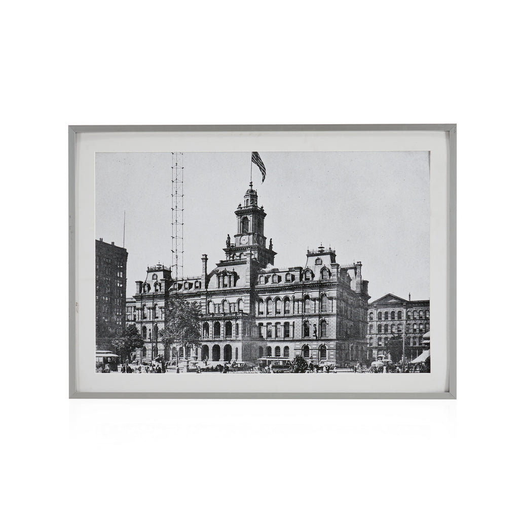00.06 (A+D) Vintage Framed Black & White Photo of City Hall Building