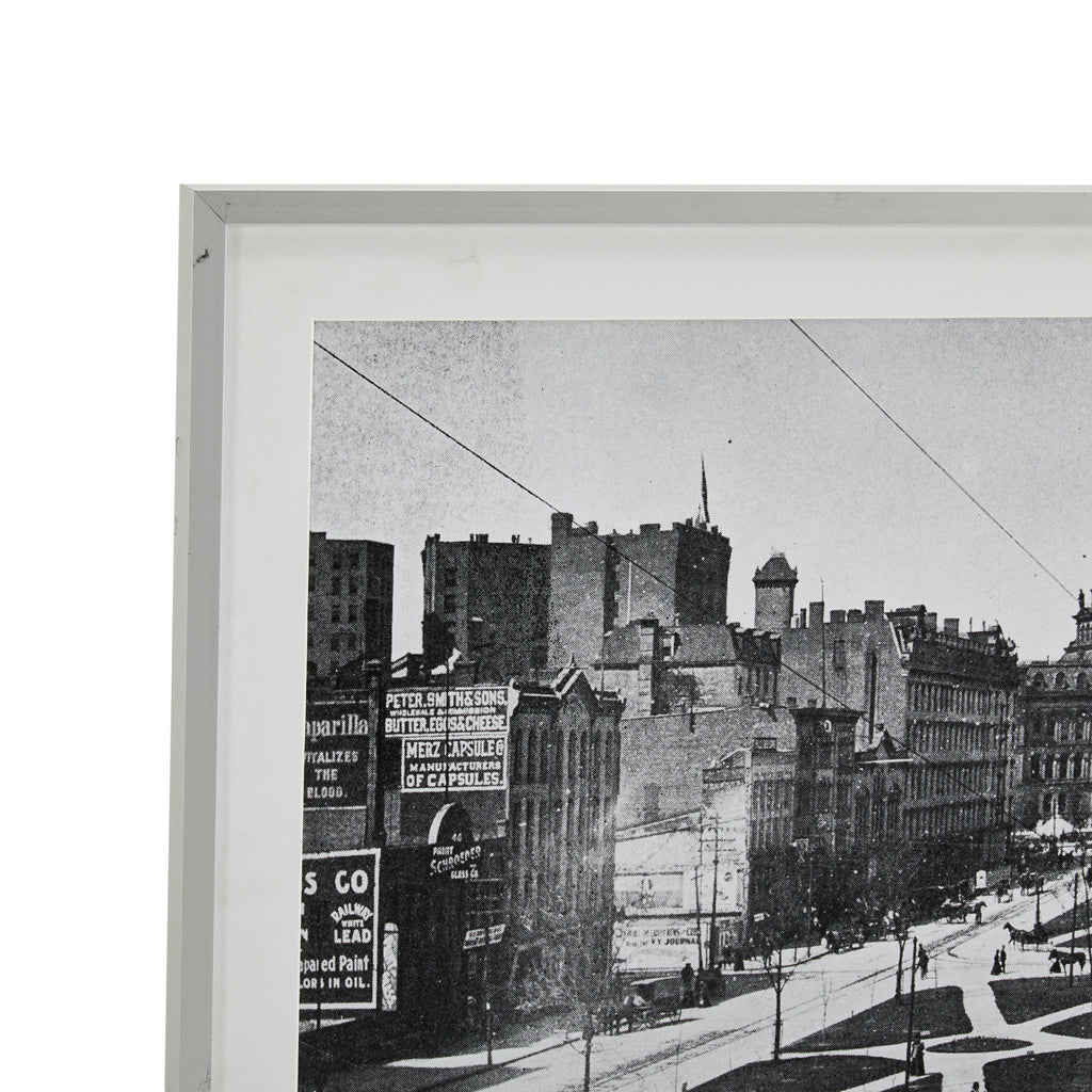 00.04 (A+D) Vintage Framed Black & White Photo of City Square