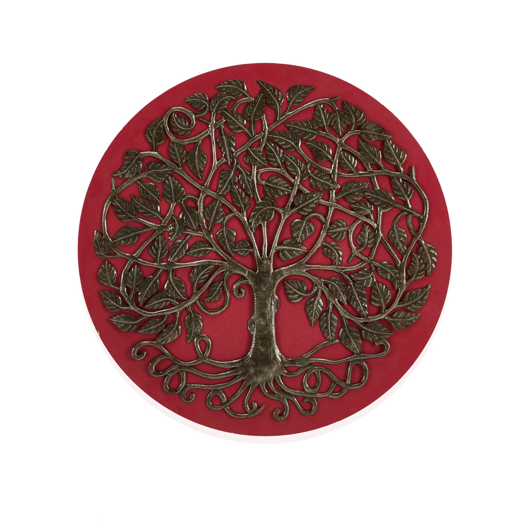 Metal Tree of Life on Red Background (A+D)