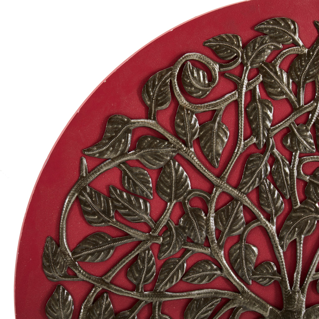 Metal Tree of Life on Red Background (A+D)