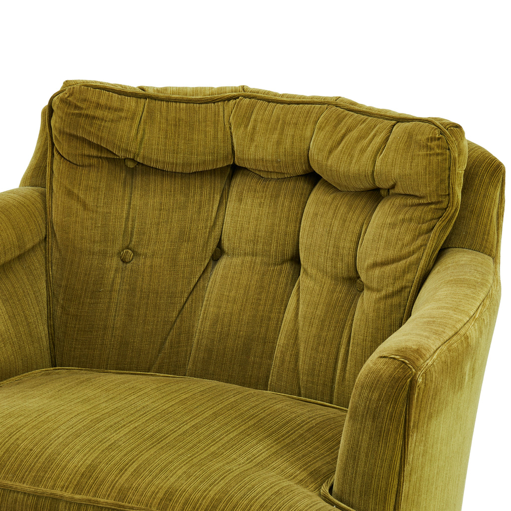 Green Upholstered Tufted Arm Chair