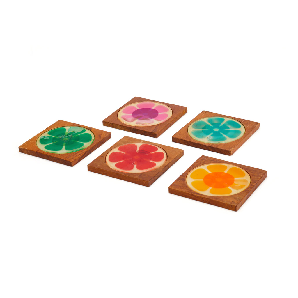 Set of Multicolor Flower Coasters