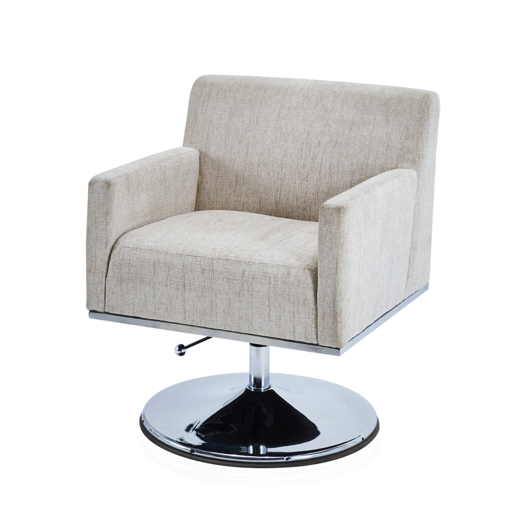 Beige Square Adjustable Chair with Chrome Tulip Base