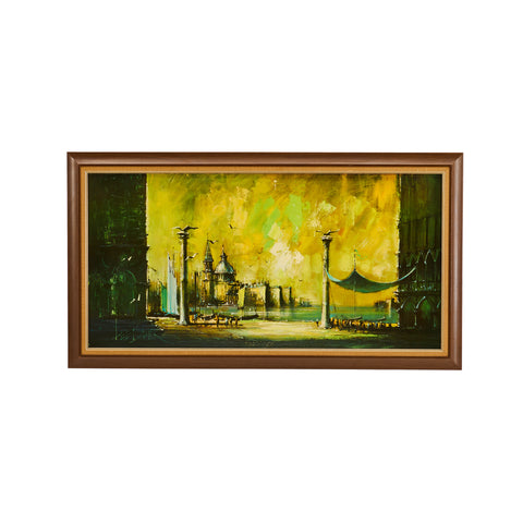 0037 (A+D) Wide Framed Painting of Venice