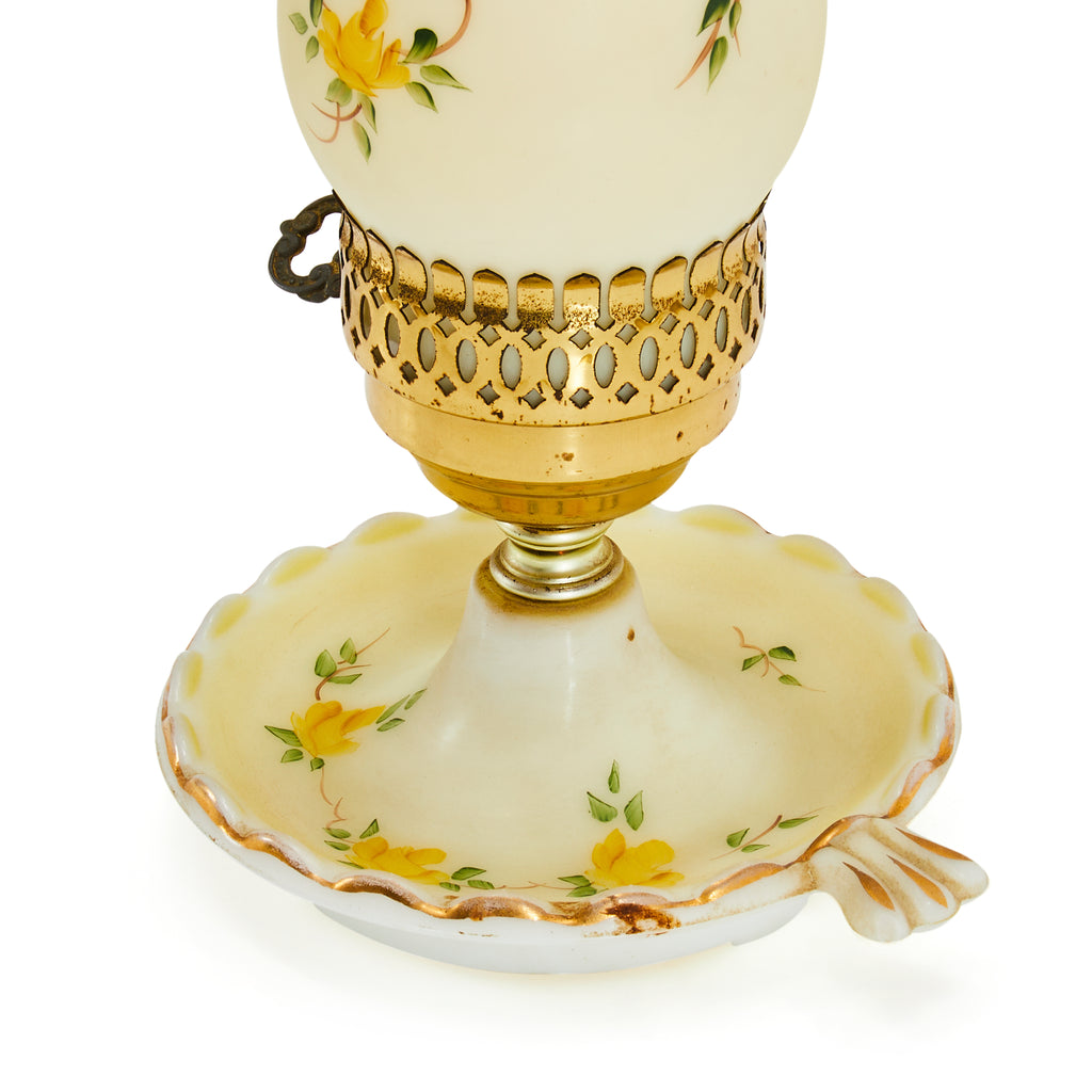 White Vintage Floral Glass Lamp