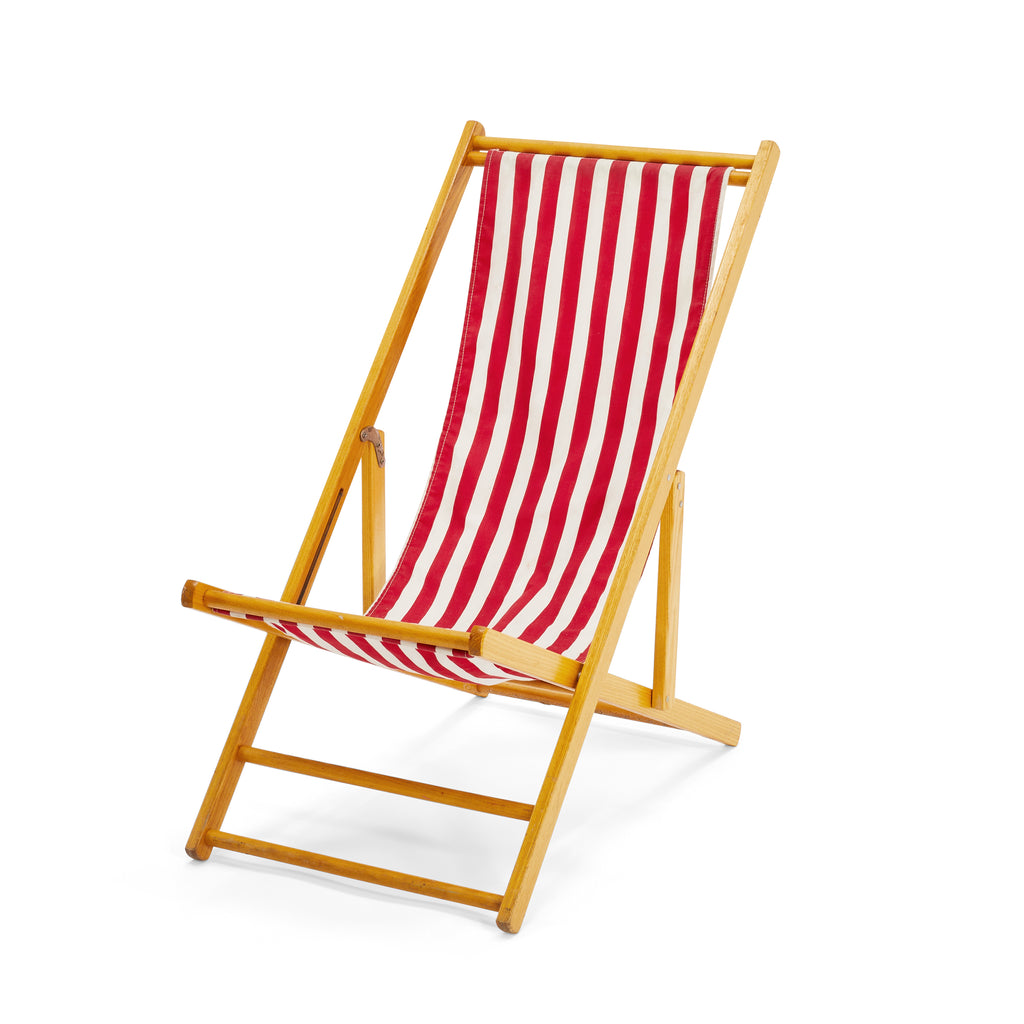 Red and White Stripped Folding Chair