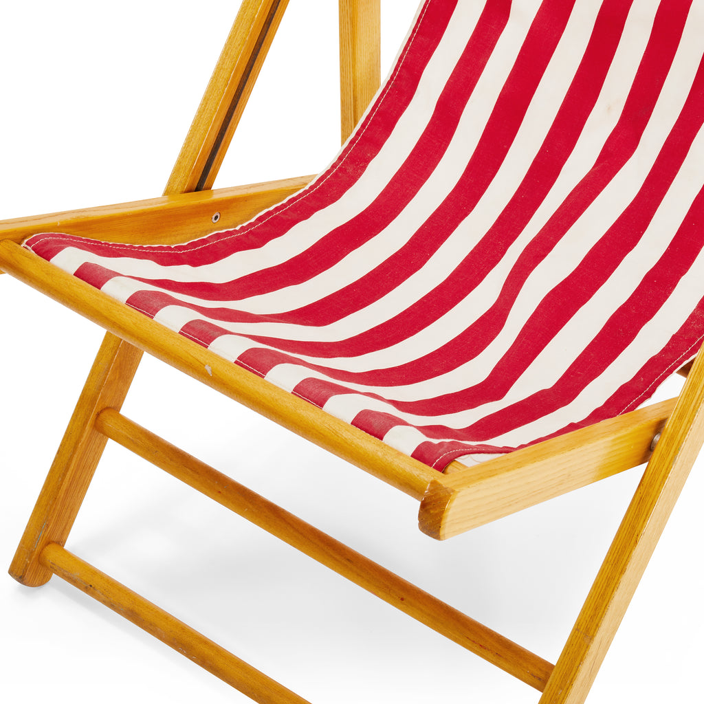 Red and White Stripped Folding Chair