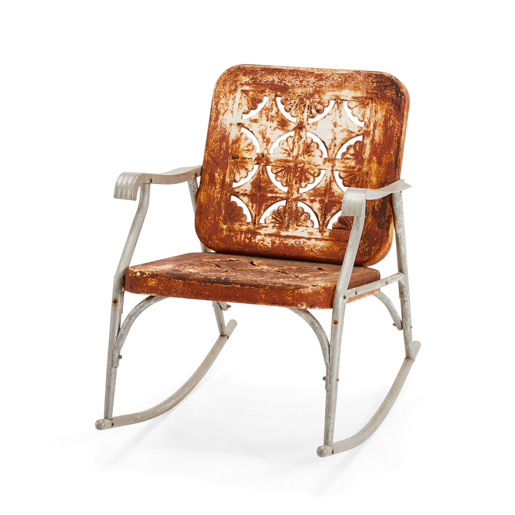 Vintage Rusted Metal Rocking Chair