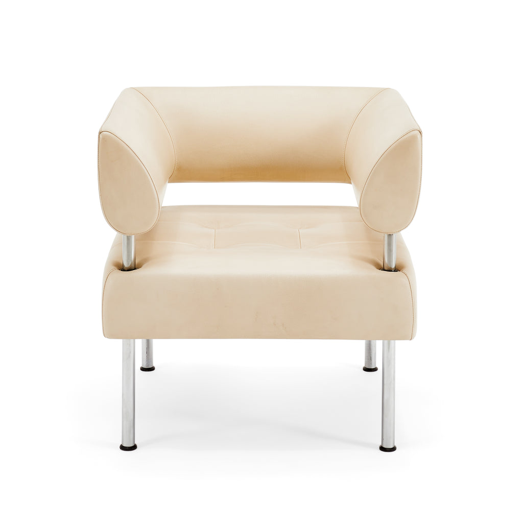 Contemporary White Leather Armchair
