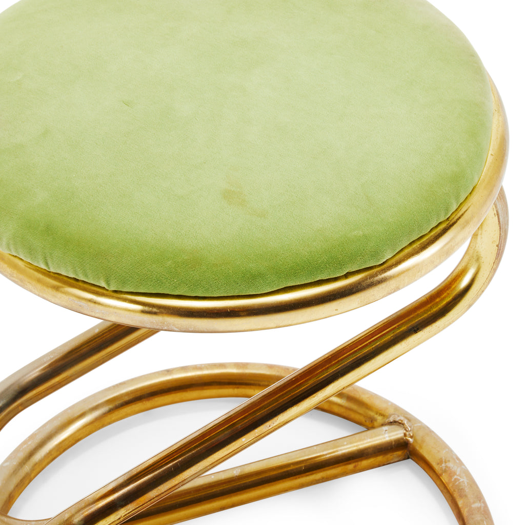 Gold Frame and Green Felt Vanity Chair