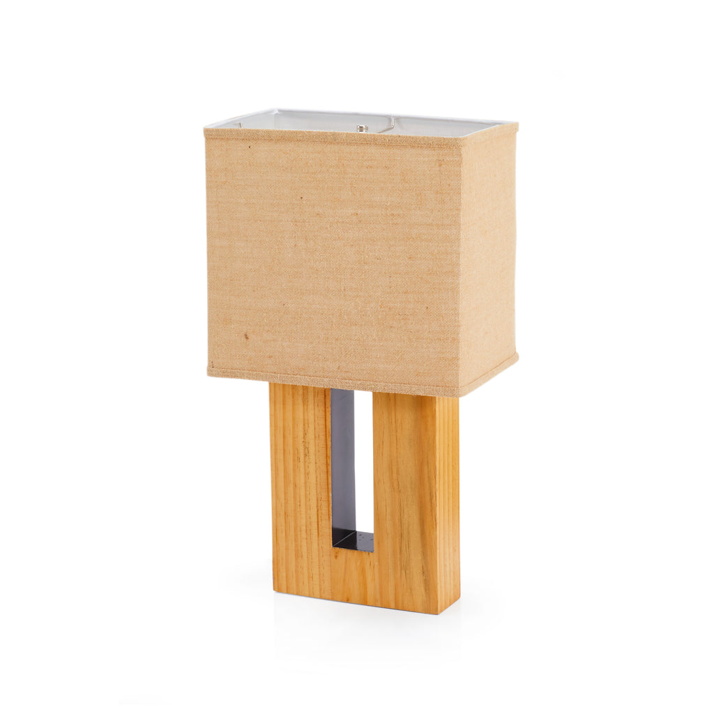 Cut Out Wood Block Table Lamp