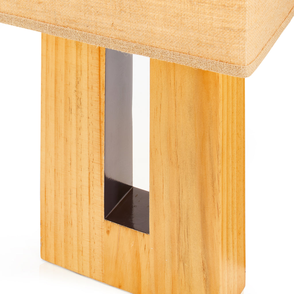 Cut Out Wood Block Table Lamp