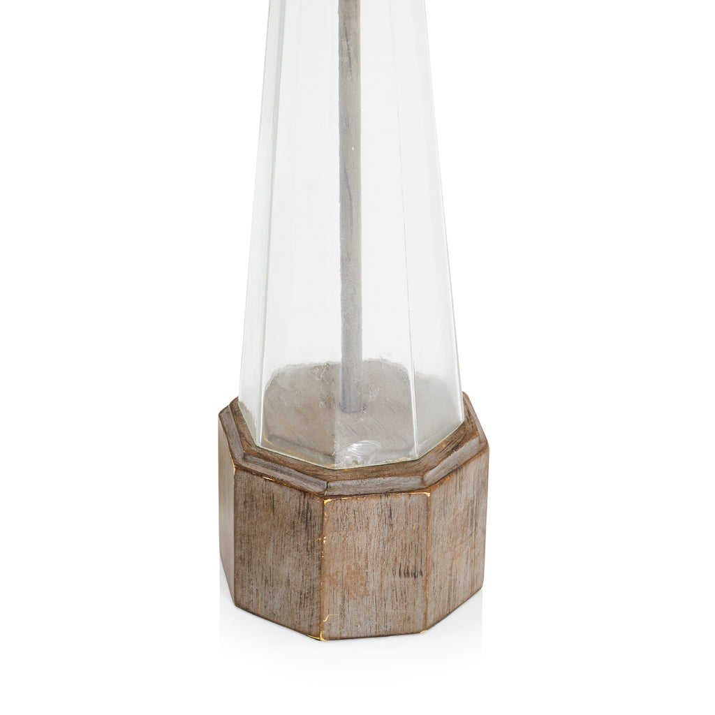 Clear Glass Table Lamp with Wood Base
