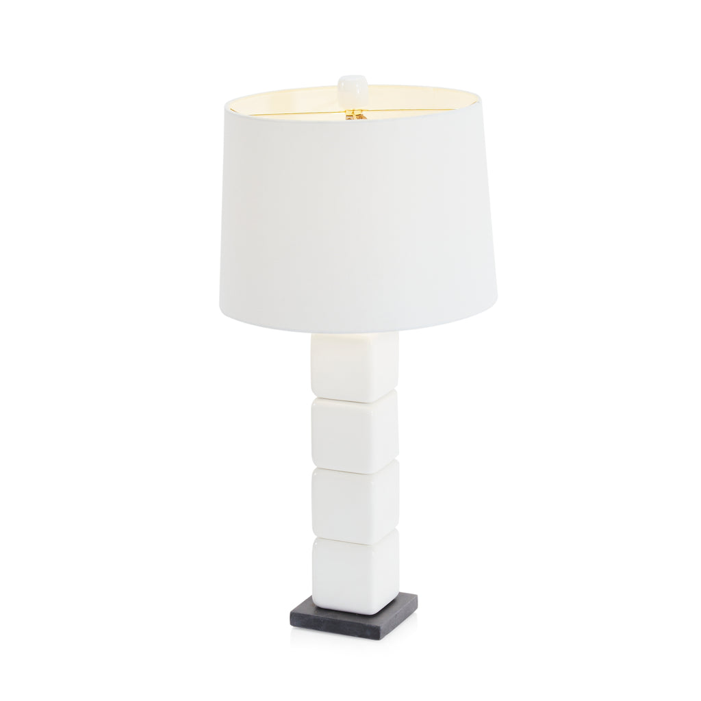 White Stacked Cube Table Lamp