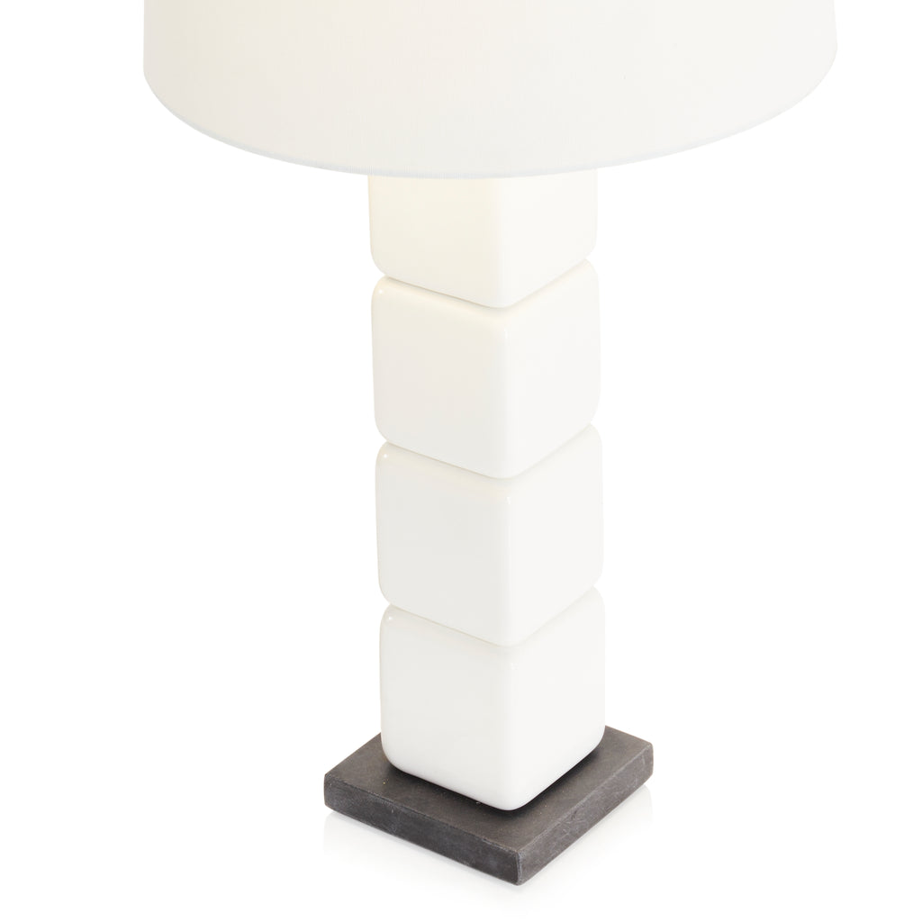 White Stacked Cube Table Lamp
