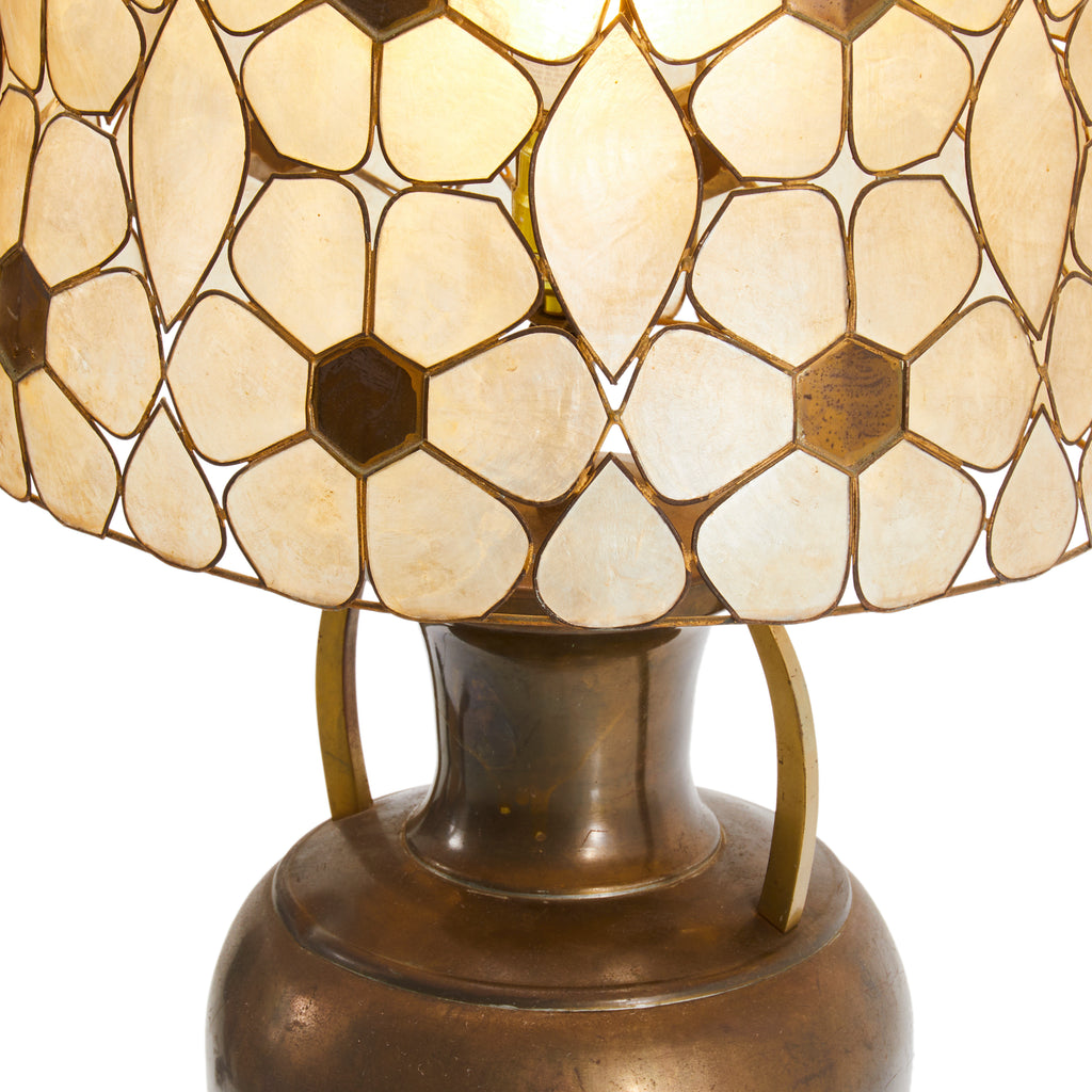 Bronze Table Lamp with Glass Flower Shade