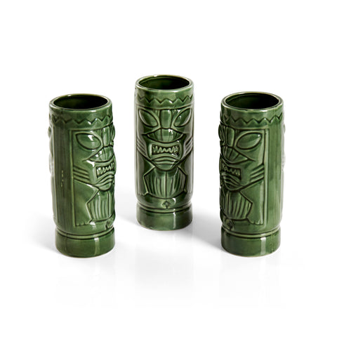 Green Tiki Ceramic Cup Set