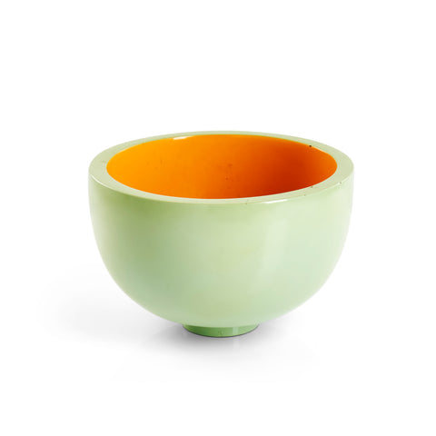 Green Bowl with Orange Interior