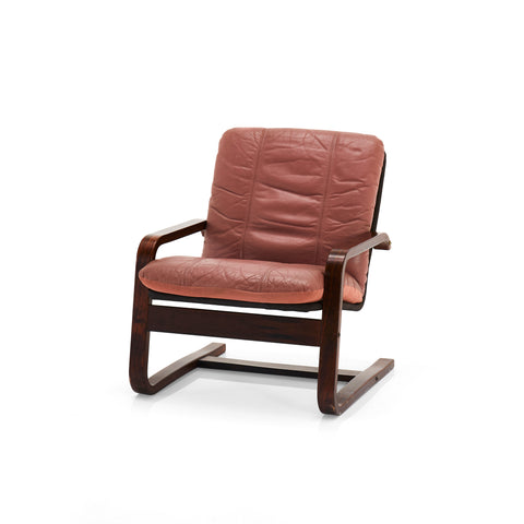 Bentwood Armchair with Red Leather Cushions