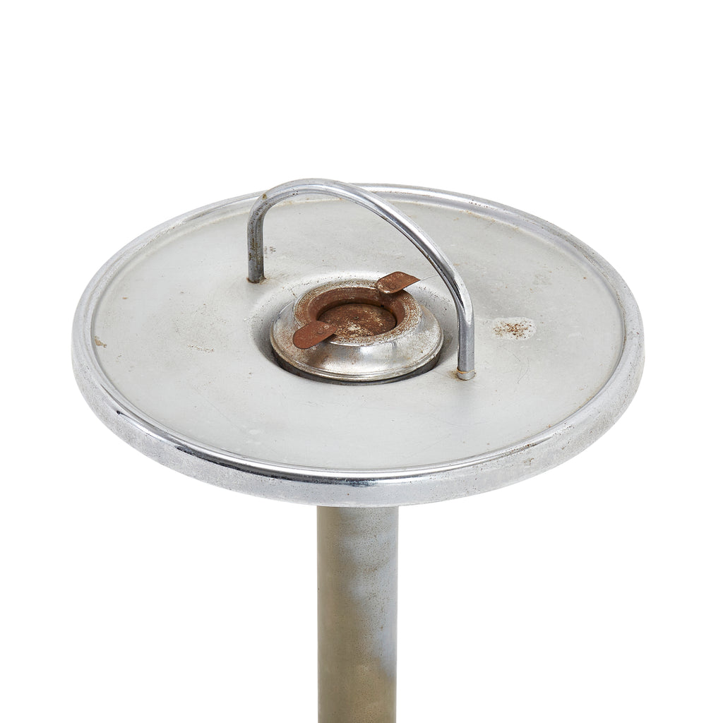 Basic Metal Standing Ashtray with Saucer and Handle