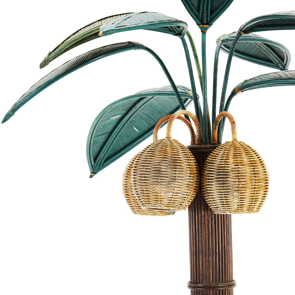 Rattan Palm Tree Floor Lamp - Dark