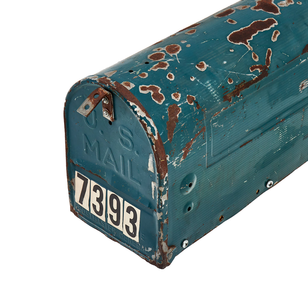 Blue Rusted Mailbox