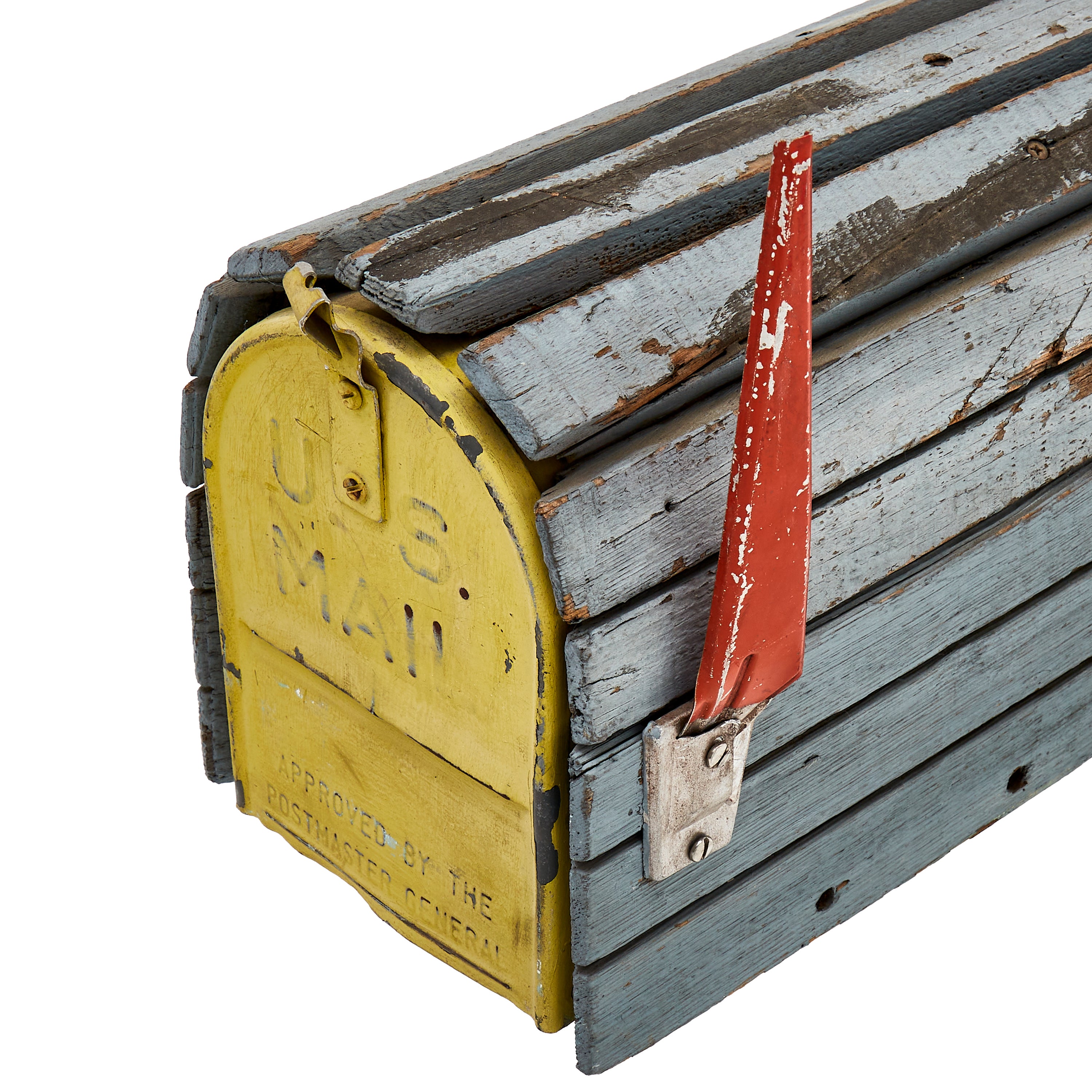 Blue and Yellow Wood and Metal Mailbox - Gil & Roy Props