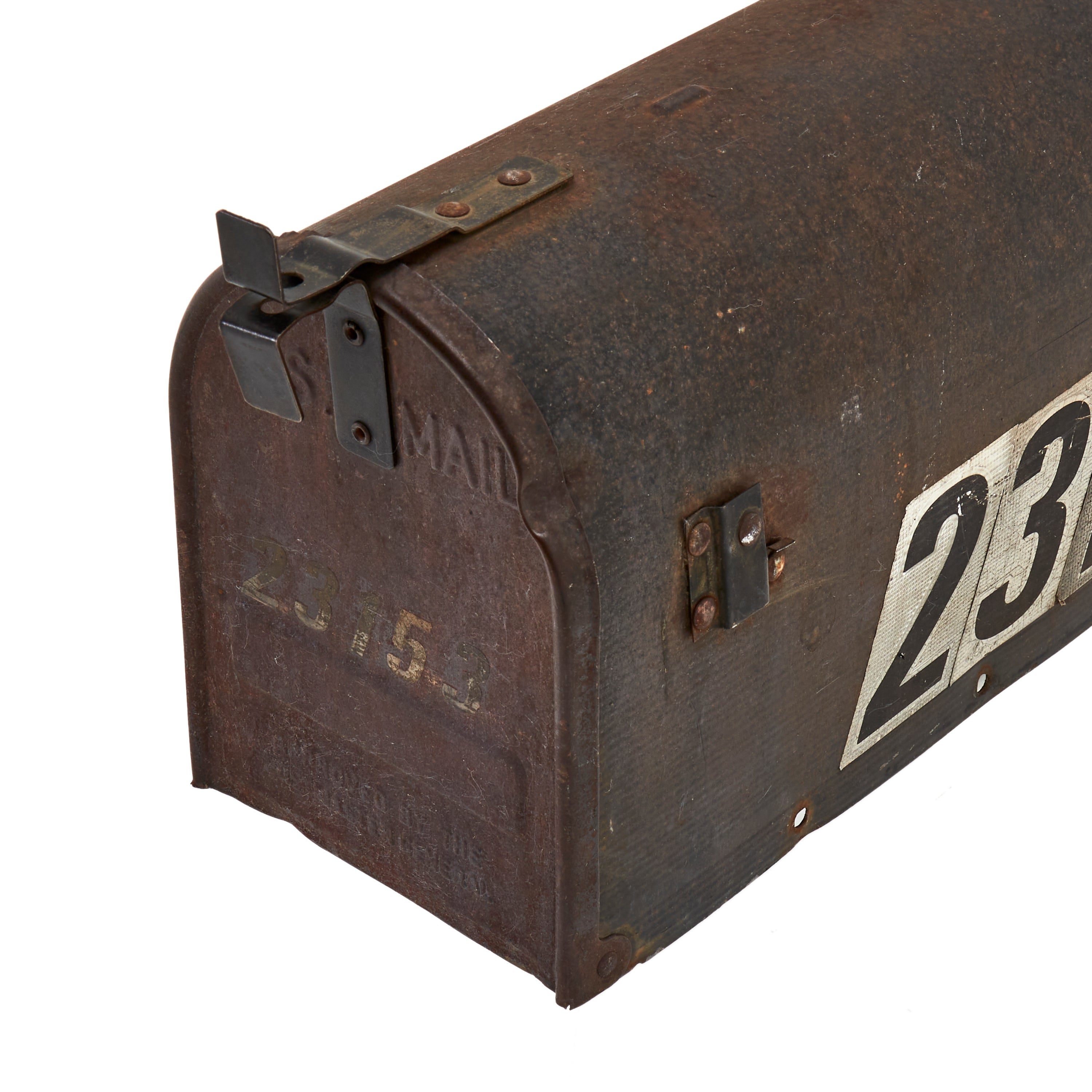 Weathered Black Metal Post Mount Mail Box - Gil & Roy Props