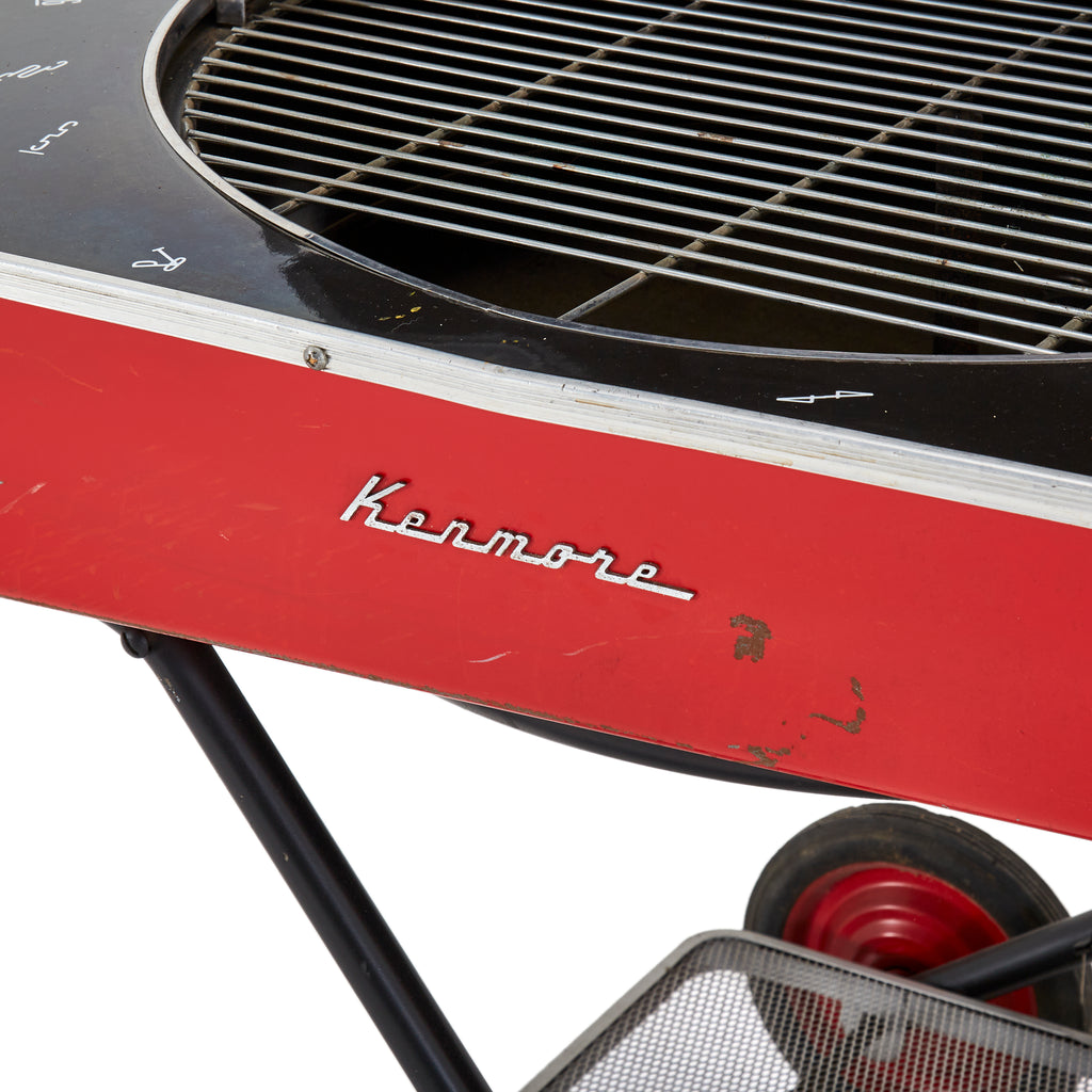 Red and Black Electric Grill on Cart