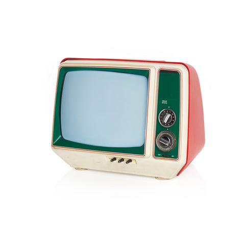 Green and White GE TV with Red Lining
