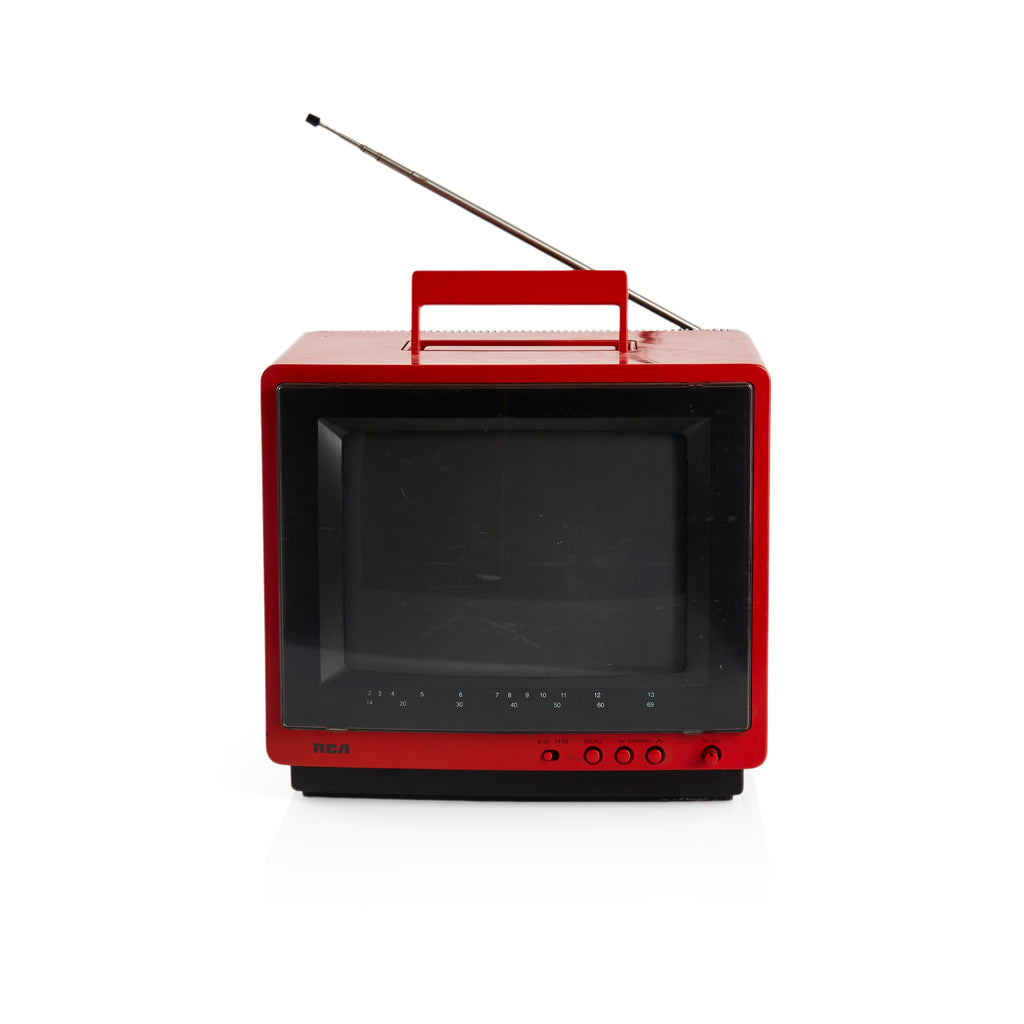 Red RCA Television with Antenna