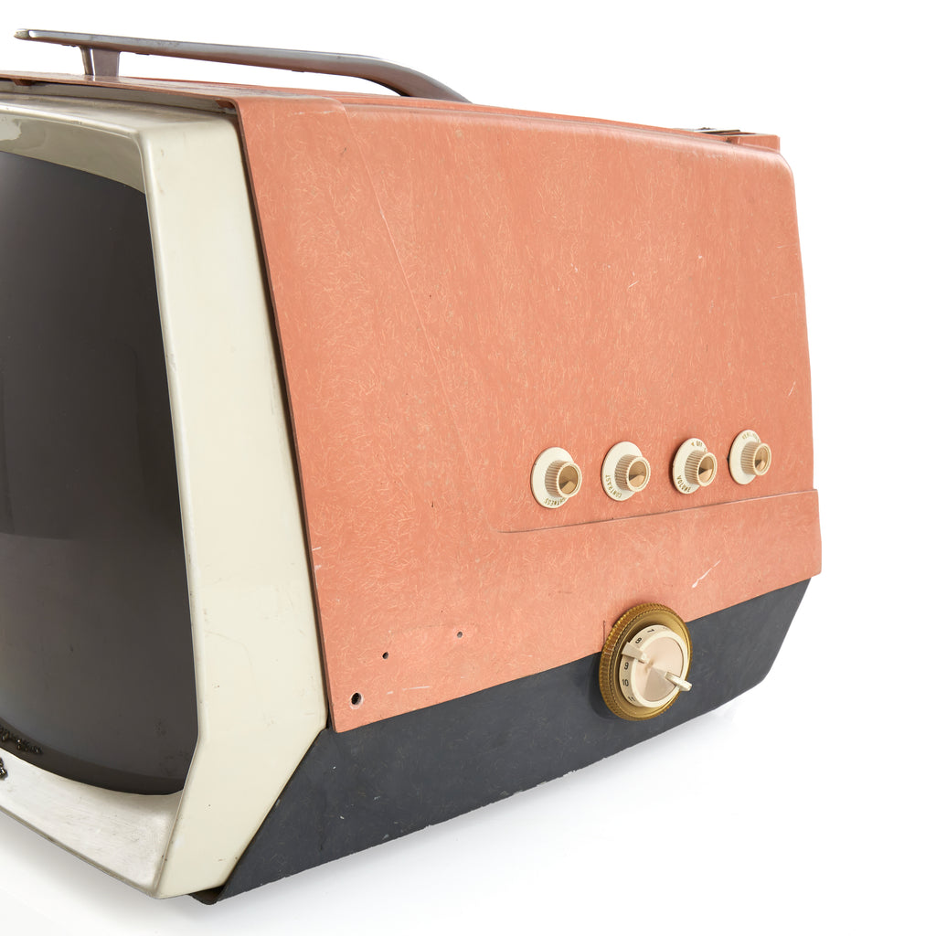 Silvertone Terracotta and Cream Television