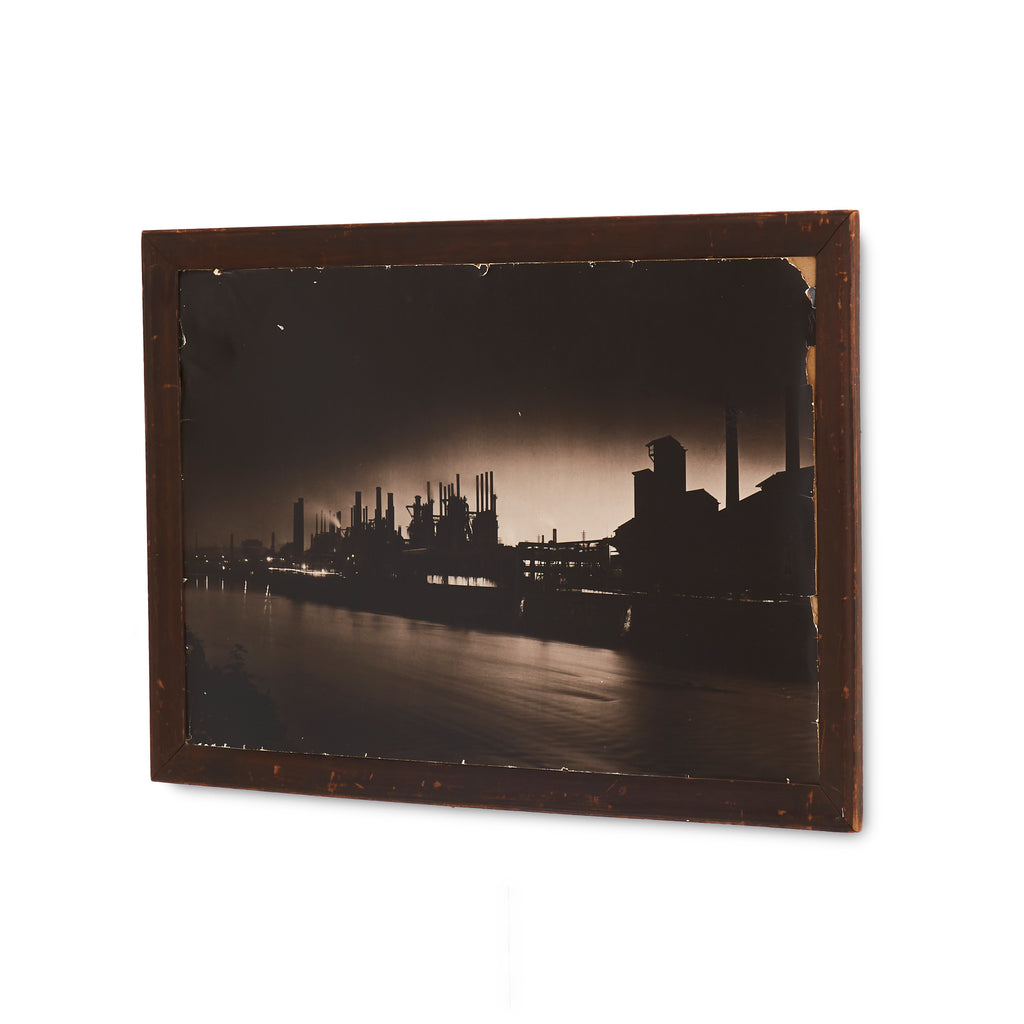 Rustic Industrial Black and White Photo w/ Frame