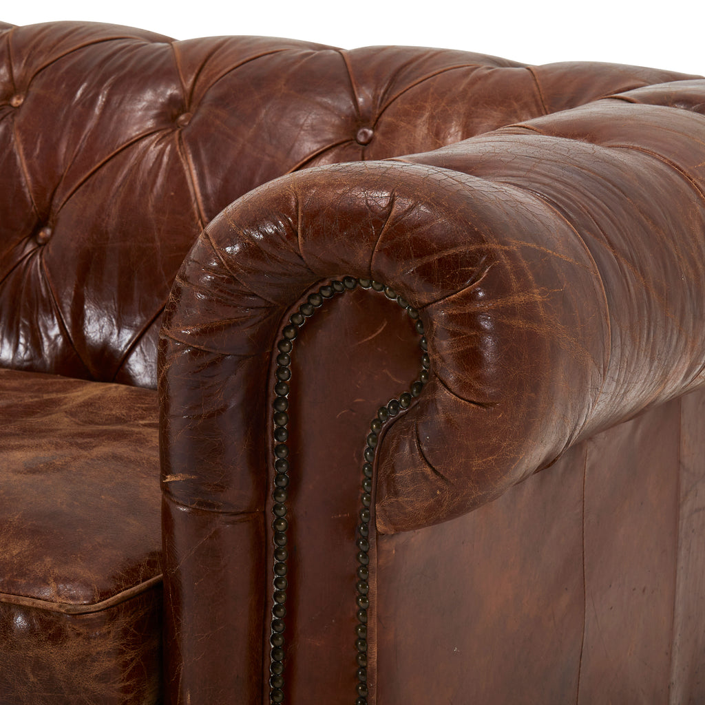 Brown Leather Chesterfield Love Seat