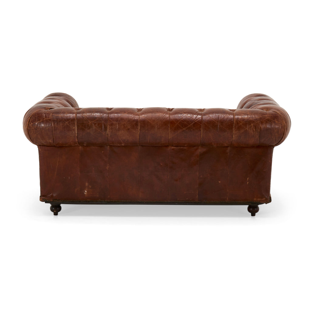 Brown Leather Chesterfield Love Seat