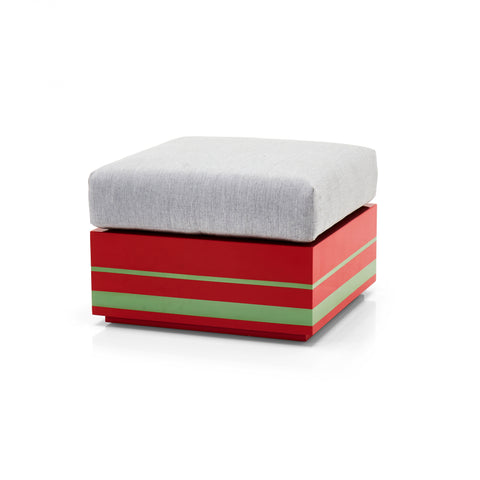 Red and Green Platform Ottoman with Cushion